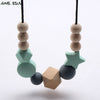 MHS.SUN Silicone Wooden Beads Necklace Baby Silicone Teething Nursing Necklace For born Mom BPA Free Breastfeeding Jewelry