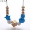 MHS.SUN Silicone Wooden Beads Necklace Baby Silicone Teething Nursing Necklace For born Mom BPA Free Breastfeeding Jewelry