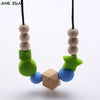 MHS.SUN Silicone Wooden Beads Necklace Baby Silicone Teething Nursing Necklace For born Mom BPA Free Breastfeeding Jewelry