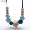 MHS.SUN Silicone Wooden Beads Necklace Baby Silicone Teething Nursing Necklace For born Mom BPA Free Breastfeeding Jewelry