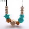 MHS.SUN Silicone Wooden Beads Necklace Baby Silicone Teething Nursing Necklace For born Mom BPA Free Breastfeeding Jewelry
