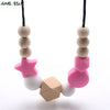 MHS.SUN Silicone Wooden Beads Necklace Baby Silicone Teething Nursing Necklace For born Mom BPA Free Breastfeeding Jewelry