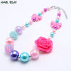 MHS.SUN  colors chunky baby bubblegum necklace flower beads necklace jewelry gift choker for kids child 1pc