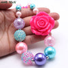MHS.SUN  colors chunky baby bubblegum necklace flower beads necklace jewelry gift choker for kids child 1pc