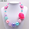 MHS.SUN  colors chunky baby bubblegum necklace flower beads necklace jewelry gift choker for kids child 1pc