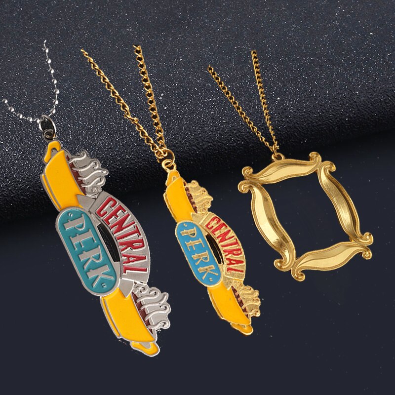 MIDY TV Show Friends Central Perk Necklace Coffee Time Photo Frame Badge Necklace For Friend Gifts llavero Jewelry