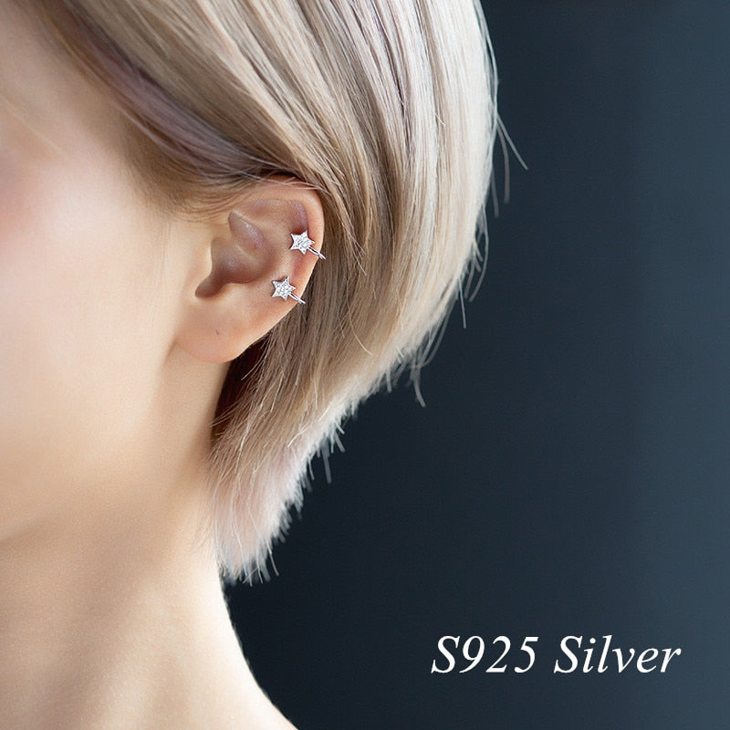 MIESTILO-No-Piercing-S925-Sterling-Silver-Star-Cartilage-Ear-Cuff-Clip-Earrings-Sterling-Silver-Jewelry-Silver