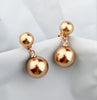 Elegant Double Beaded Imitation Pearl Earrings Rose Gold Color Stud Earrings for Women Girls