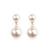 Elegant Double Beaded Imitation Pearl Earrings Rose Gold Color Stud Earrings for Women Girls