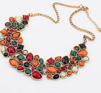 New Popular 8 Colors Multicolor Big Pendant Clavicle Chain Necklace Women's Delicate Banquet Jewelry