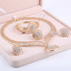 Women Delicate Gold Bridal Jewelry Sets Rhinestone Pendant Collar Bracelet Crystal Earrings Rings Wedding Accessories