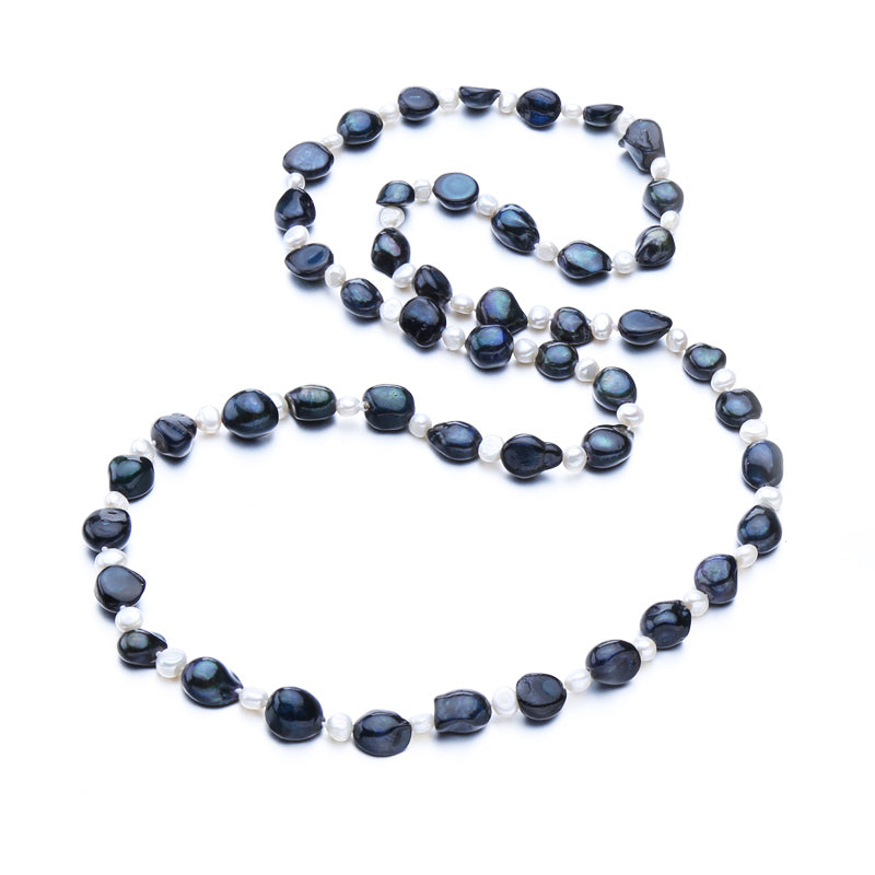 Bohemian charm design pearl necklace, long necklace, fine jewelry Profiled pearl jewelry statement necklace for women