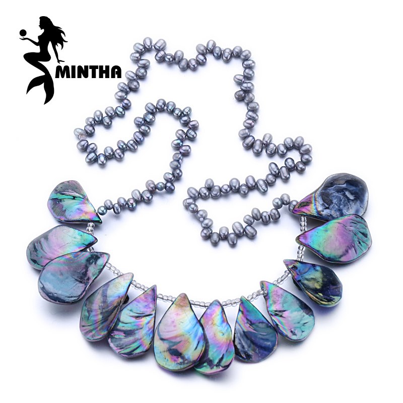 Bohemian charm design pearl necklace, long necklace, fine jewelry Profiled pearl jewelry statement necklace for women