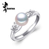 Pearl Jewelry,white beads cute flower Pearl rings for women,bohemian 925 Sterling Silver ring with Gift box