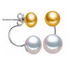 Pearl earrings,(8-9mm and 6-7mm beads)wedding engagement jewelry two ways wearing methods 925 silver stud earrings