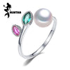Pearl wedding ruby rings,pearl jewelry 925 sterling silver Black White emerald Ring for Women Gift,jewelry box