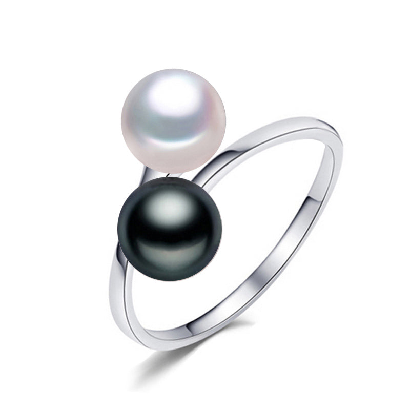 bohemian 2020 New Double Pearl Ring casual trendy Pearl Adjustable Rings for women pearl Jewelry for love
