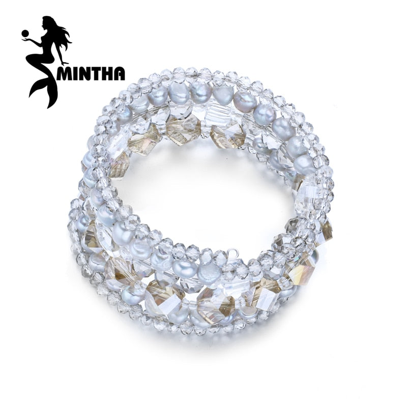 fashion Natural irregular pearl Bracelets For Women Wide Bracelets & Bangles Mujer Jewelry pearl charm multilaye bracelet