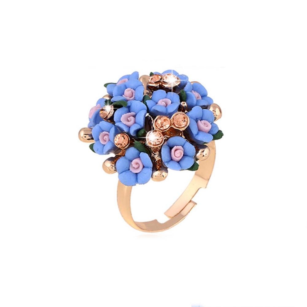 Fashion Beautiful Ceramic Flower Ring for Women Adjustable Wedding Rings Jewelry 7 Colors Summer Style Rings