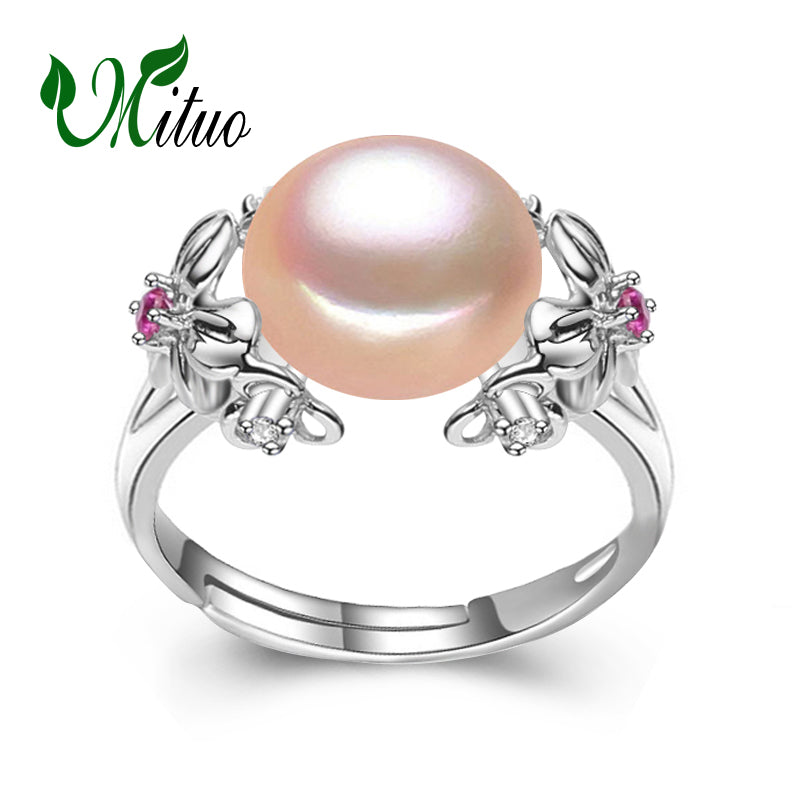 10-11mm Pearl Jewelry,natural Pearl rings for love,bohemia Pearl 925 Silver ring,ruby silver rings for women gift box