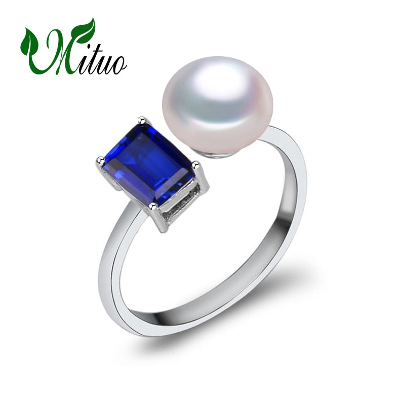 2020 new Created Blue sapphire ring,Wedding and Engagement Rings For women,female pearl ring vintage jewelry Not in love a