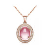 925 Sterling Silver Rose golden animal Bear necklace pendant for women plant Cubic zirconia CZ pink opal necklace girl