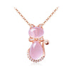 925 Sterling Silver Rose golden flower ruby necklace pendant for women plant Cubic zirconia CZ pink opal necklace girl