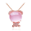 925 Sterling Silver Rose golden goldfish necklace pendant for women ruby Cubic zirconia CZ pink opal necklace for girl