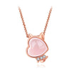 925 Sterling Silver Rose golden goldfish necklace pendant for women ruby Cubic zirconia CZ pink opal necklace for girl