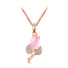 925 Sterling Silver Rose golden goldfish necklace pendant for women ruby Cubic zirconia CZ pink opal necklace for girl