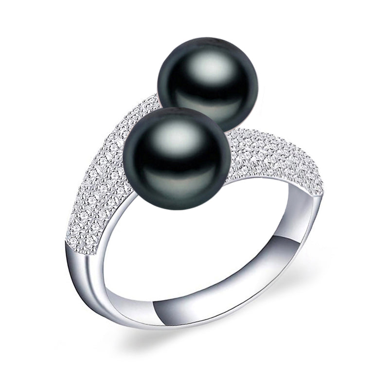 Pearl Jewelry,double Natural Pearl rings,925 Silver rings for women female silver 925 original fine jewelry
