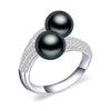 Pearl Jewelry,double Natural Pearl rings,925 Silver rings for women female silver 925 original fine jewelry