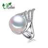 Pearl Jewelry natural Pearl rings for women Pearl 925 Silver ring geometric vintage rings with gift box