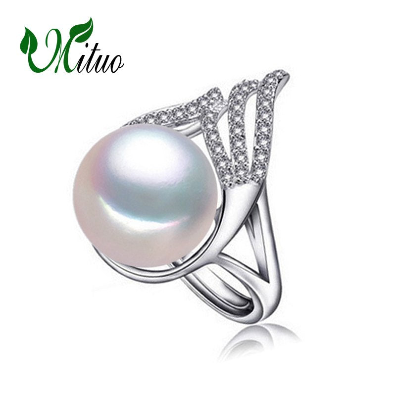 Pearl Jewelry natural Pearl rings for women Pearl 925 Silver ring geometric vintage rings with gift box