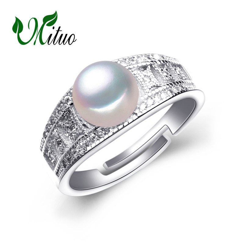 Pearl Jewelry,trendy Pearl rings,retro Pearl 925 Sterling Silver ring original,rings for women with gift box
