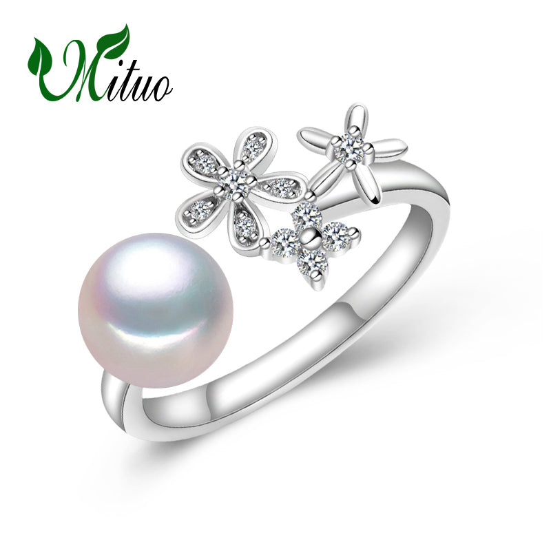 Pearl Jewelry,trendy Pearl rings,retro Pearl 925 Sterling Silver ring original,rings for women with gift box