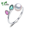 Pearl wedding ruby rings,pearl jewelry 925 sterling silver Black White emerald Ring for Women Gift,jewelry box