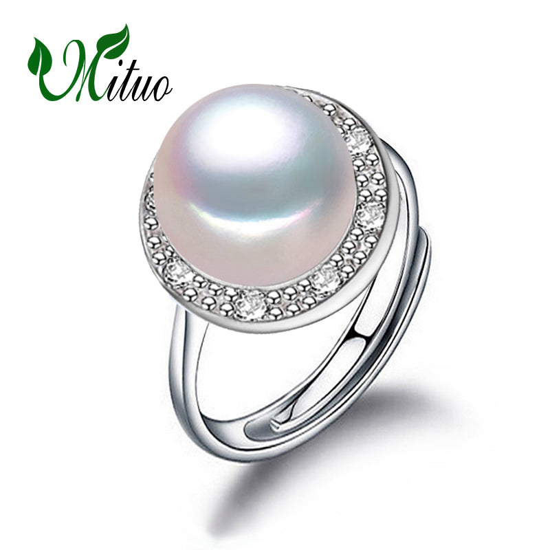 engagement ring,Pearl jewelry rings for women,female ring,semi round pearl beads Fine Jewelry brand jewelry with ring box