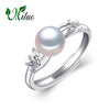 office Pearl Jewelry,white beads flower Pearl rings for women,bohemian 925 Sterling Silver ring with Gift box