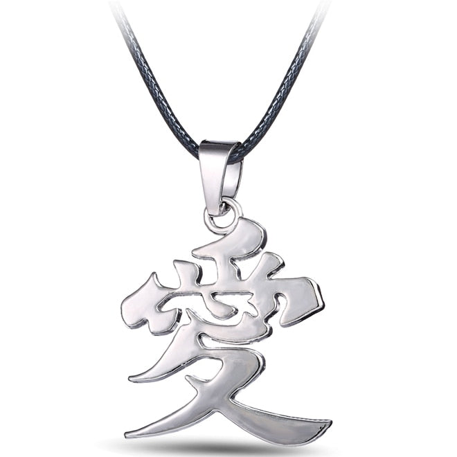 Jewelry Anime Naruto Gaara Gourd Love Logo Chinese Word AI LOVE Pendant Metal Necklace