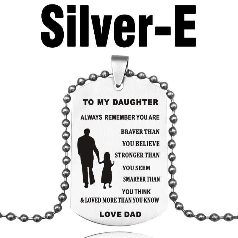 MNWT TO MY SON Stainless Steel Pendant Necklaces Engrave Name Love Dad/Mum ID Tag/Army Tag Pendant Necklace