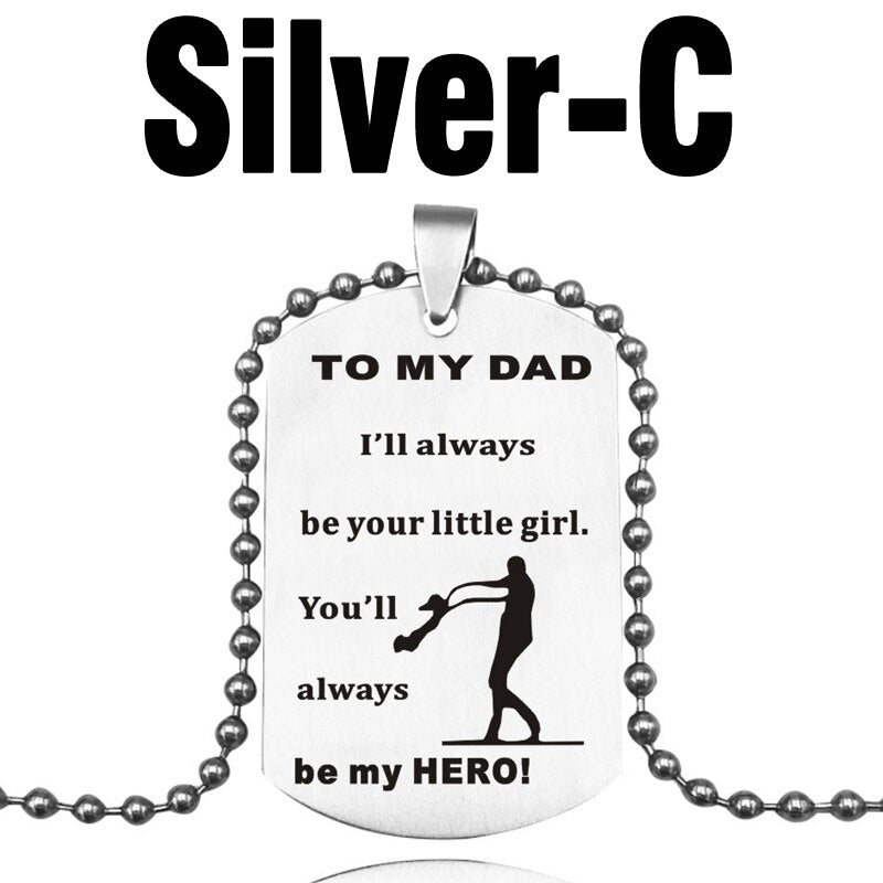 MNWT TO MY SON Stainless Steel Pendant Necklaces Engrave Name Love Dad/Mum ID Tag/Army Tag Pendant Necklace