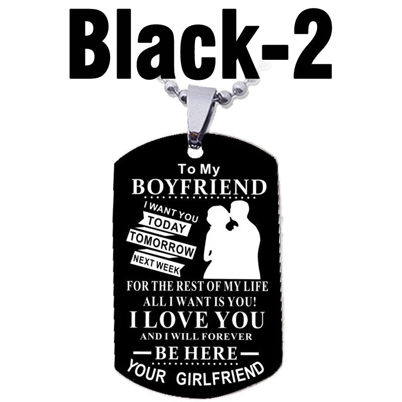 MNWT TO MY SON Stainless Steel Pendant Necklaces Engrave Name Love Dad/Mum ID Tag/Army Tag Pendant Necklace