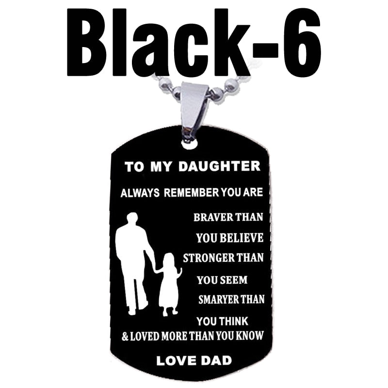 MNWT TO MY SON Stainless Steel Pendant Necklaces Engrave Name Love Dad/Mum ID Tag/Army Tag Pendant Necklace