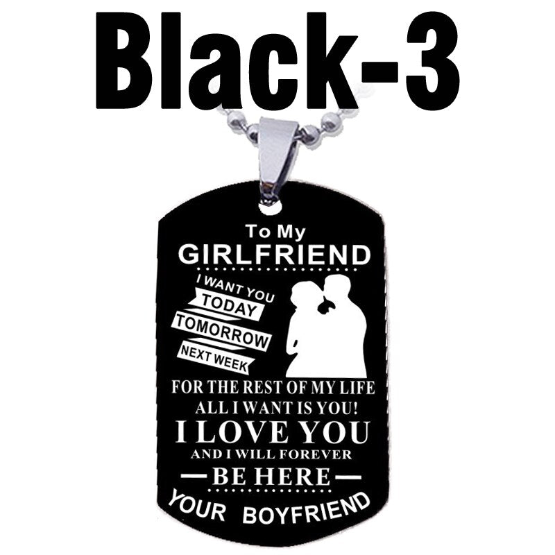 MNWT TO MY SON Stainless Steel Pendant Necklaces Engrave Name Love Dad/Mum ID Tag/Army Tag Pendant Necklace