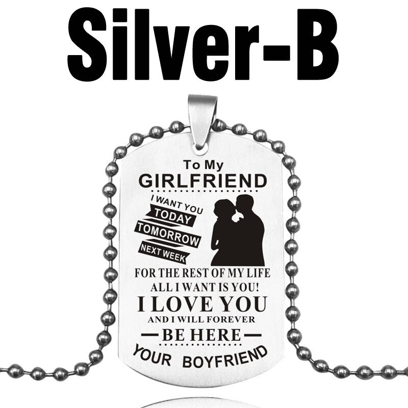 MNWT TO MY SON Stainless Steel Pendant Necklaces Engrave Name Love Dad/Mum ID Tag/Army Tag Pendant Necklace