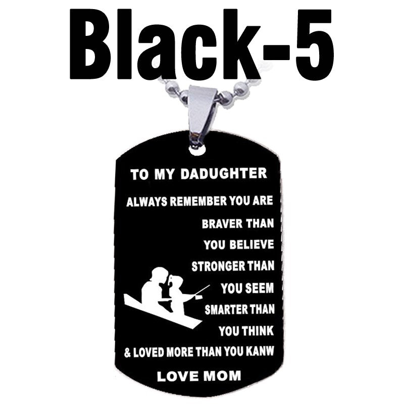 MNWT TO MY SON Stainless Steel Pendant Necklaces Engrave Name Love Dad/Mum ID Tag/Army Tag Pendant Necklace