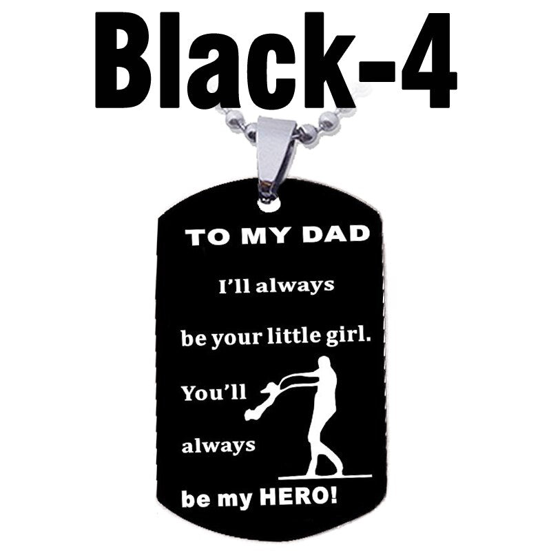 MNWT TO MY SON Stainless Steel Pendant Necklaces Engrave Name Love Dad/Mum ID Tag/Army Tag Pendant Necklace