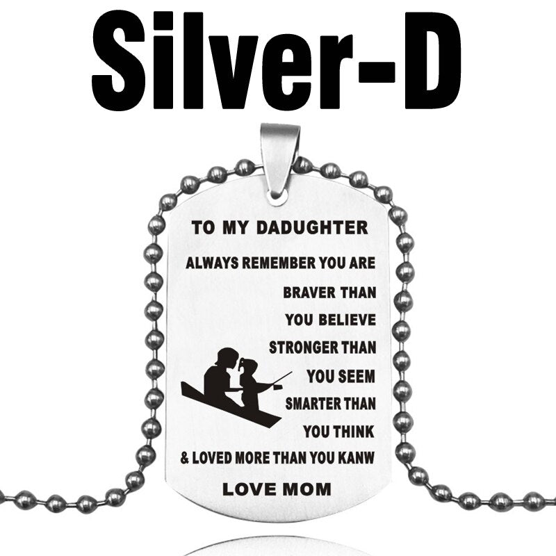 MNWT TO MY SON Stainless Steel Pendant Necklaces Engrave Name Love Dad/Mum ID Tag/Army Tag Pendant Necklace