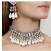 MOGAKU Elegant Pearl Tassel Choker Necklace for Women Bridal  Crystal Wedding Engagement Clavicle Necklace Party Jewelry